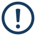The image features a blue circular icon with an exclamation mark in the center, indicating a warning or important information.